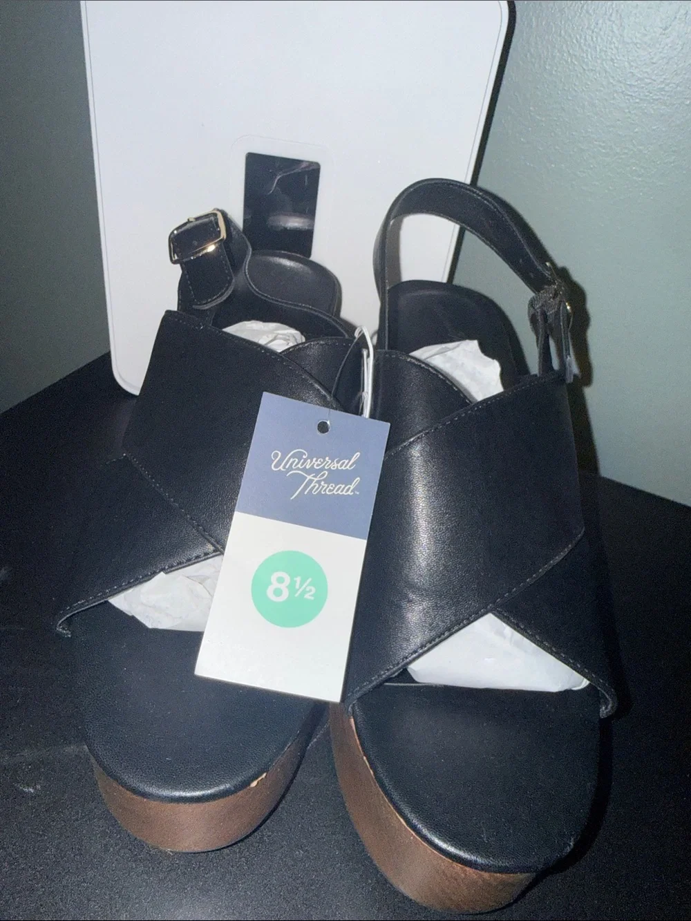 Universal Thread Black Crisscross Platform Sandals